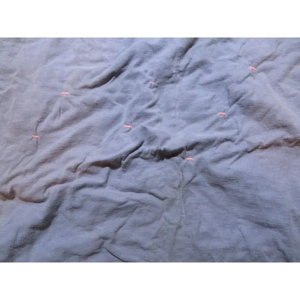 Patchwork Blanket Quilt Tied Block Top Gray Backing 70x57 Vintage